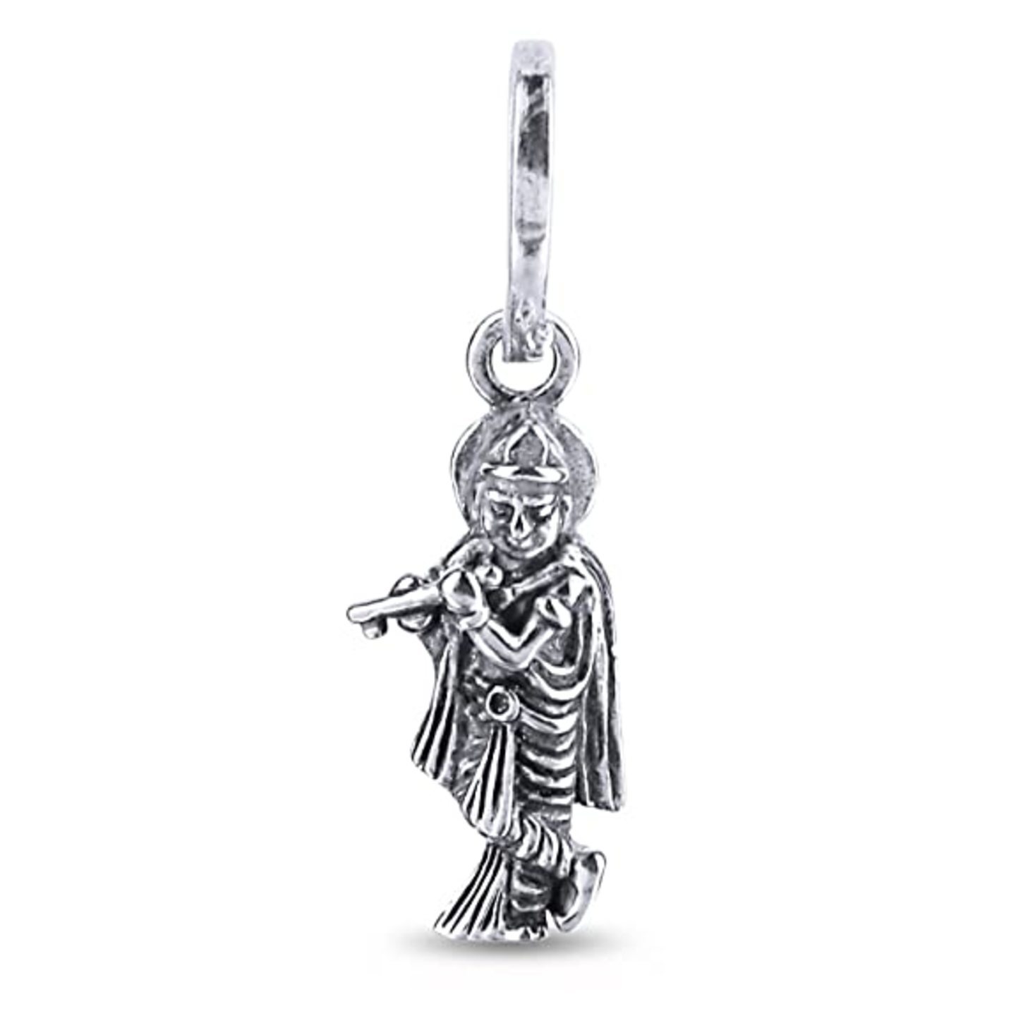 925 Sterling Silver Tiny Bhagwan Krishna oxidised Pendant for Men Boys Girls and Women