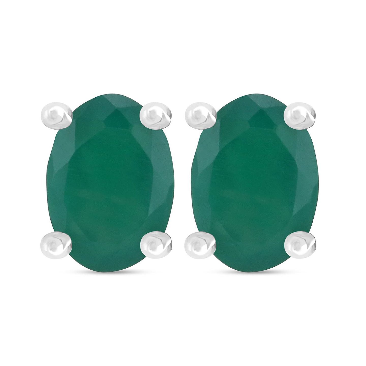 Green Onyx Silver Earring (5x7mm OVAL)