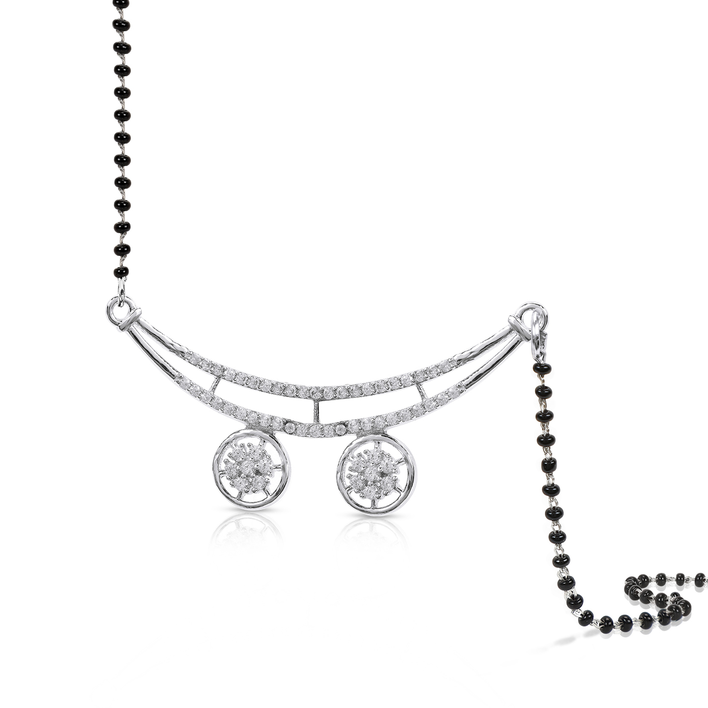 Sterling Silver Diamond CZ Mangalsutra Pendant with Chain for Women