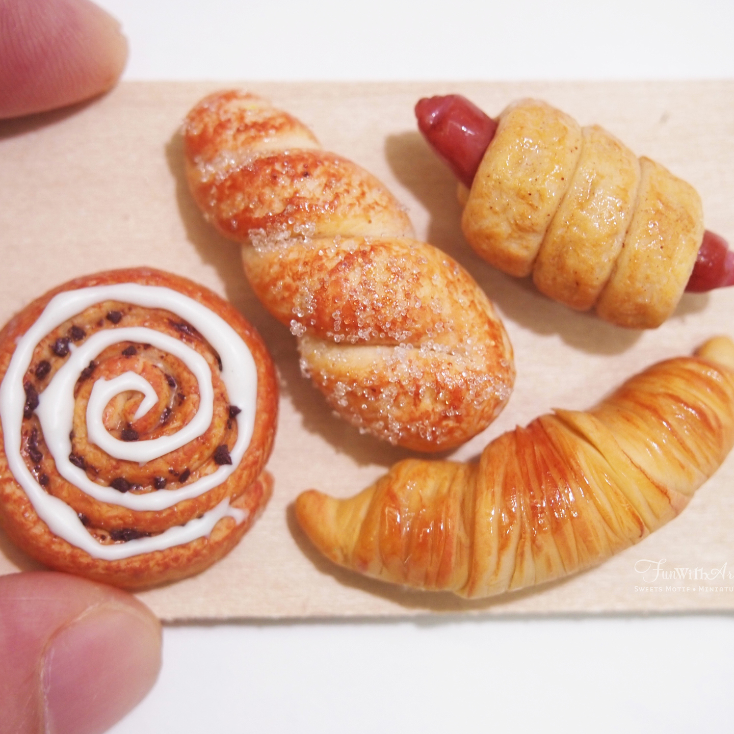 Miniature Bread on wooden Board