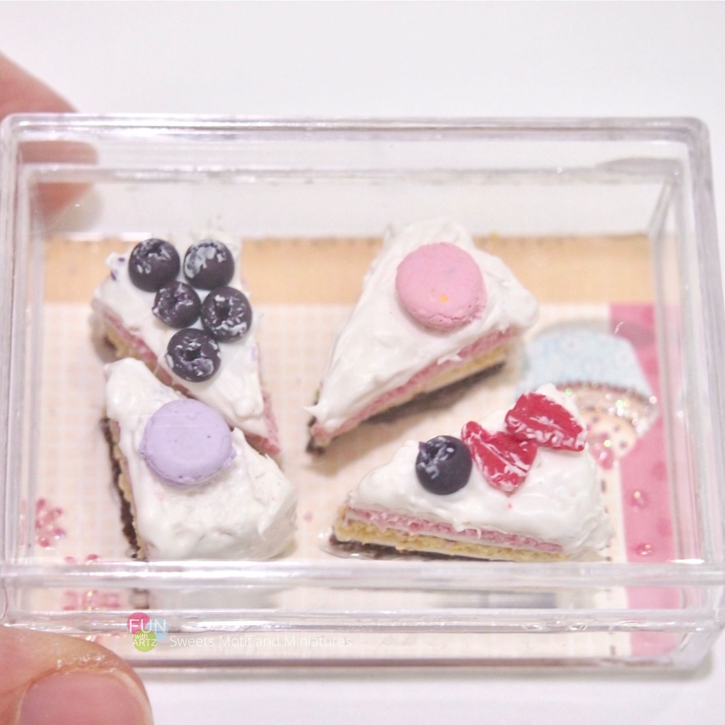 Dollhouse Miniatures Food Cake Sealed in Acrylic Case Display