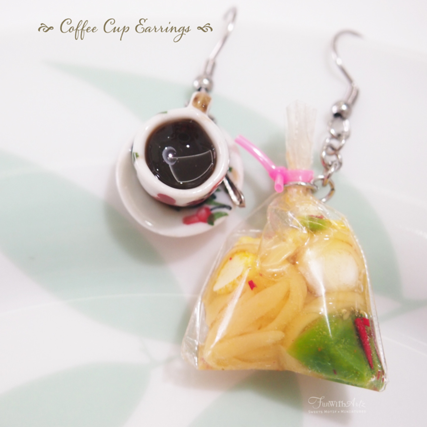 Miniature Food-food jewelry-clay food-Kopi Earrings