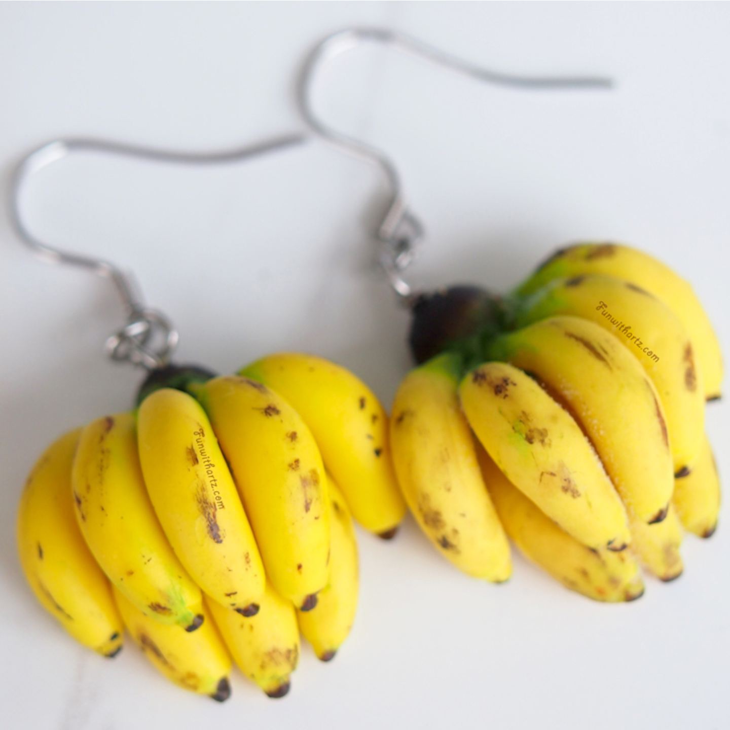 Banana Earrings Miniature Food Jewelry Gifts for Her Fruit Earrings Polymer Clay Bananas