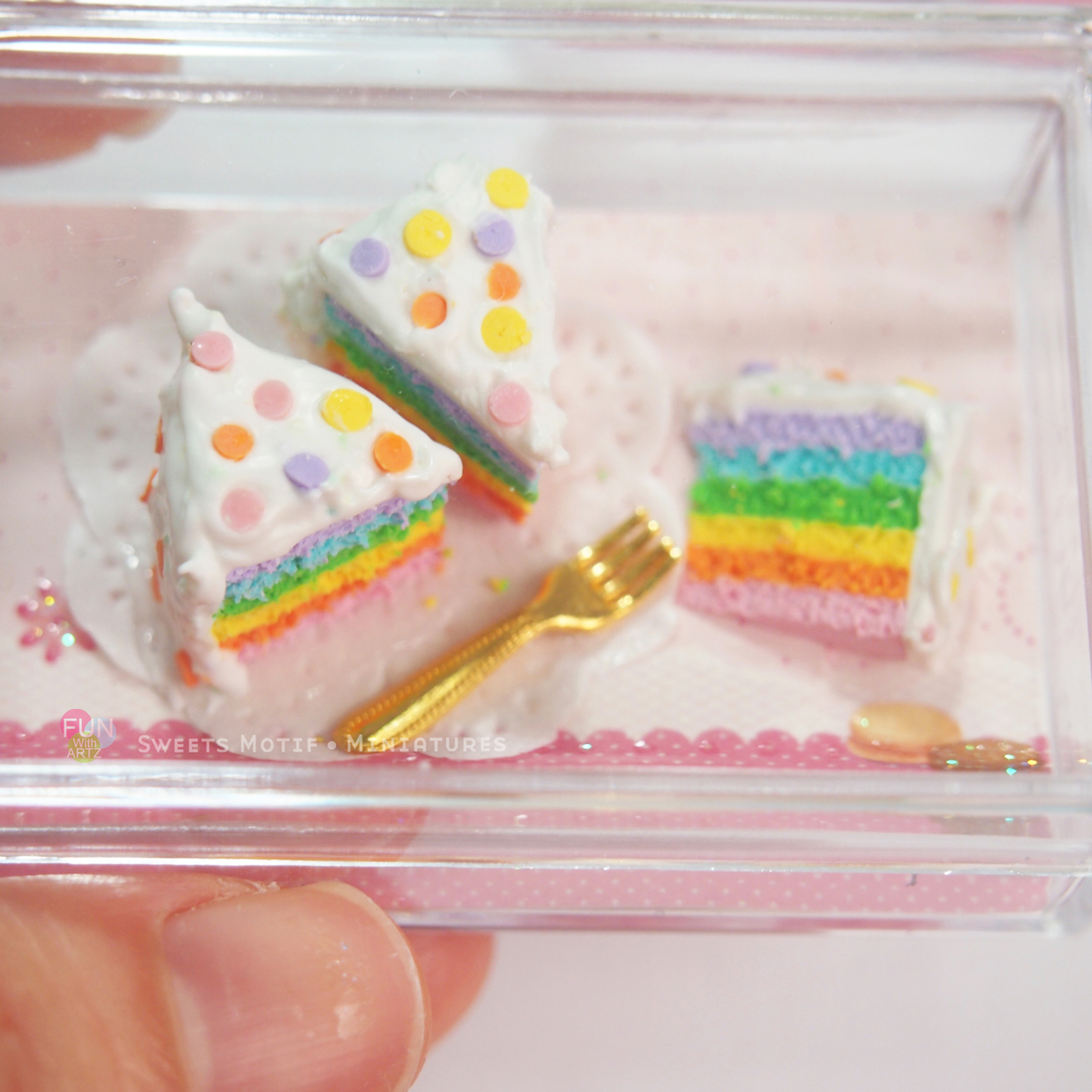 Dollhouse Miniature Polymer clay Rainbow Cake