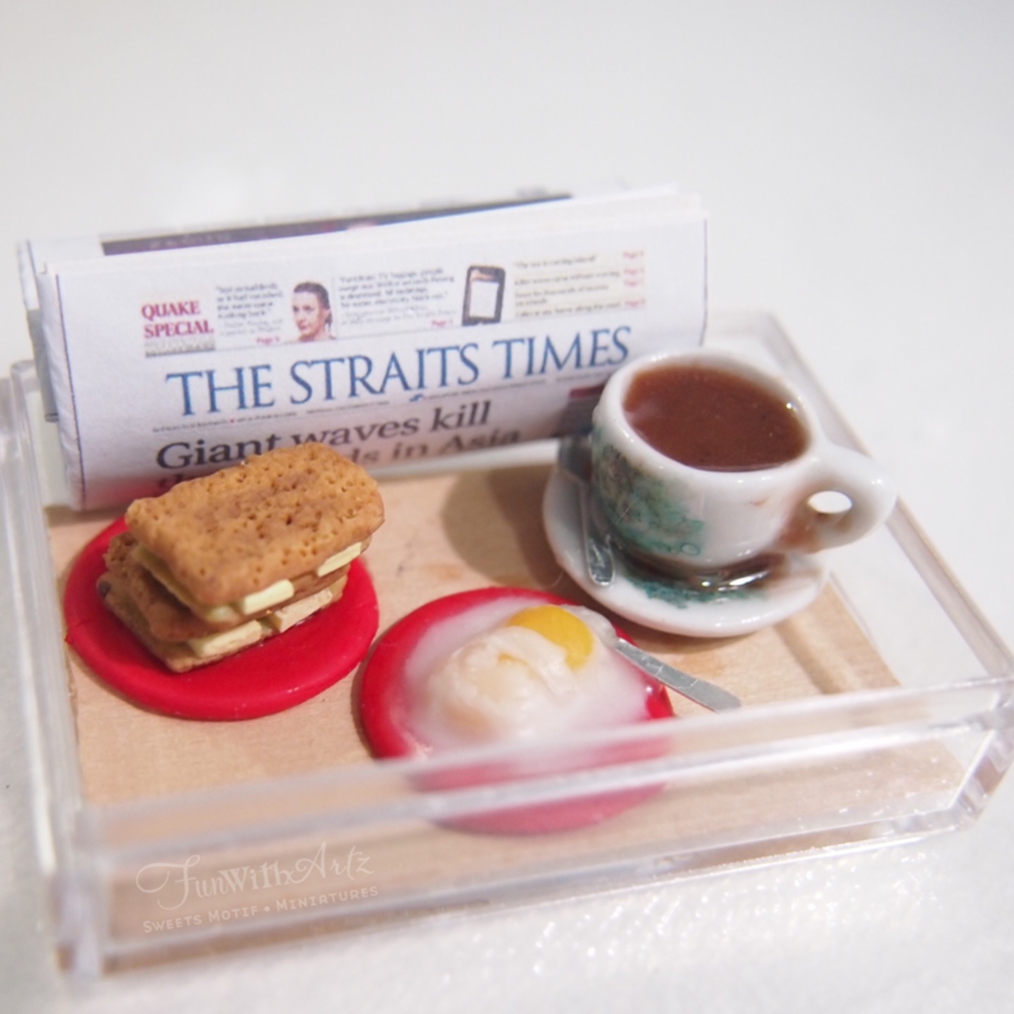 Clay Food-Miniature Nanyang Coffee and Kaya Toast Set