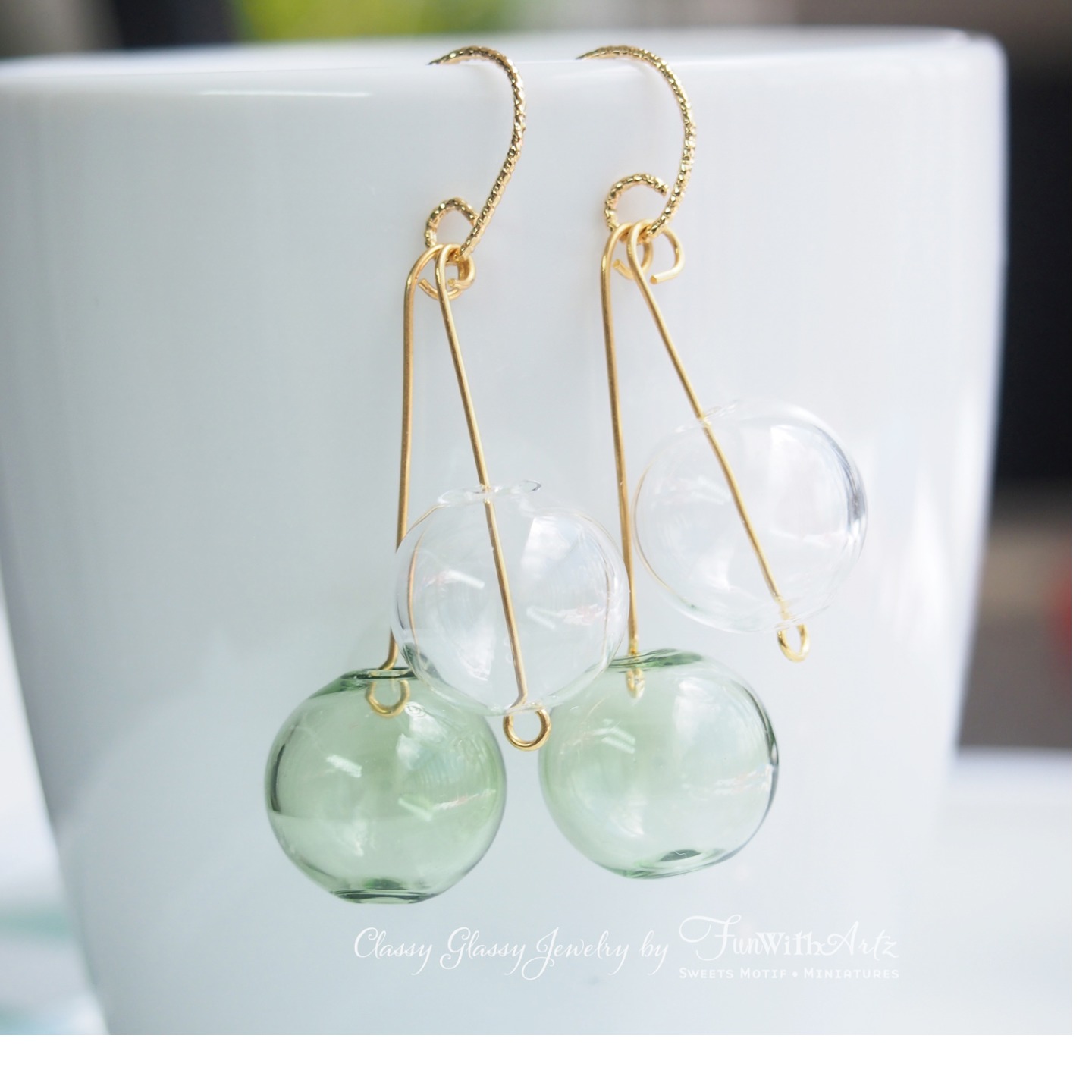 Green Glass Balls Earrings