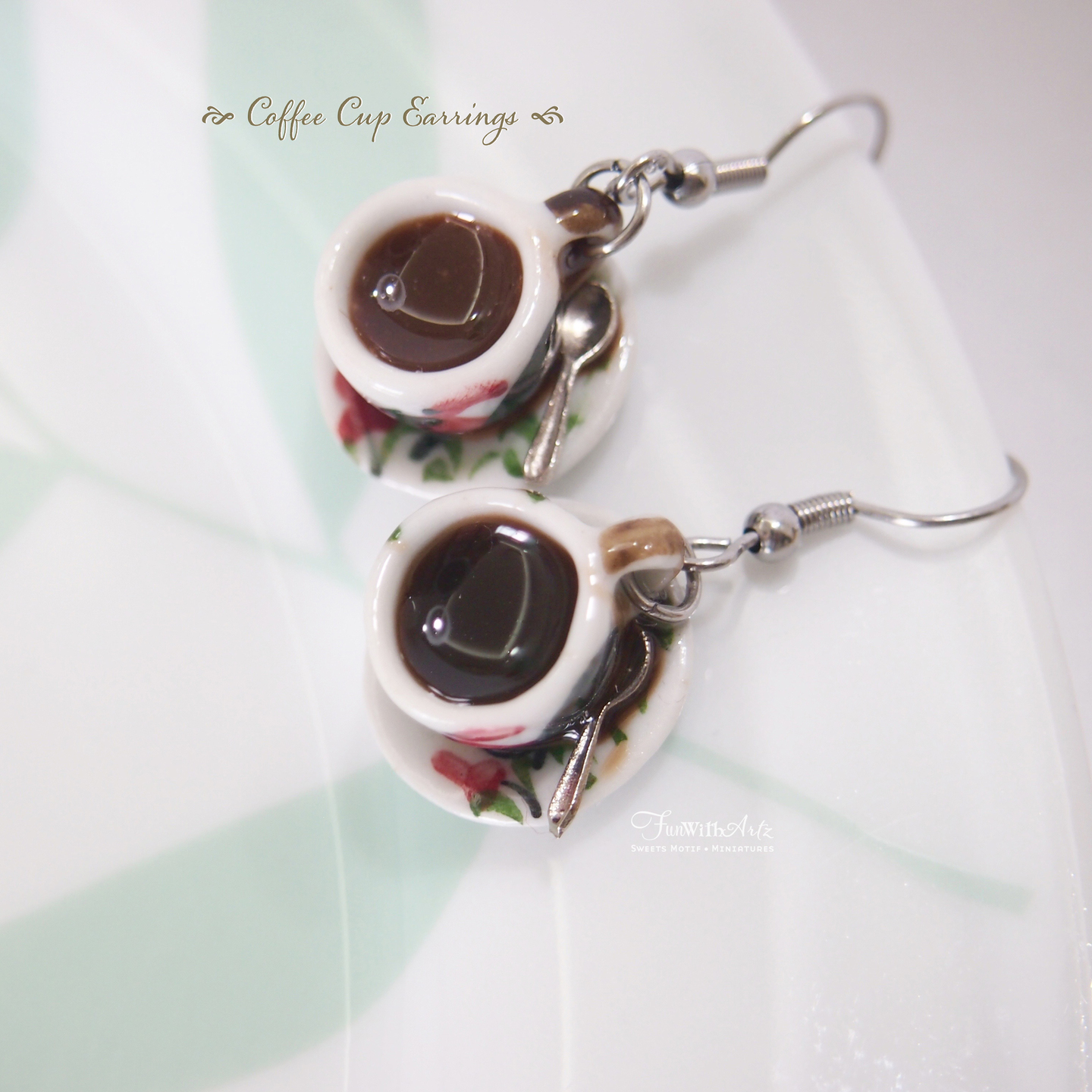 clay food-miniature food-Coffee Cup Earrings