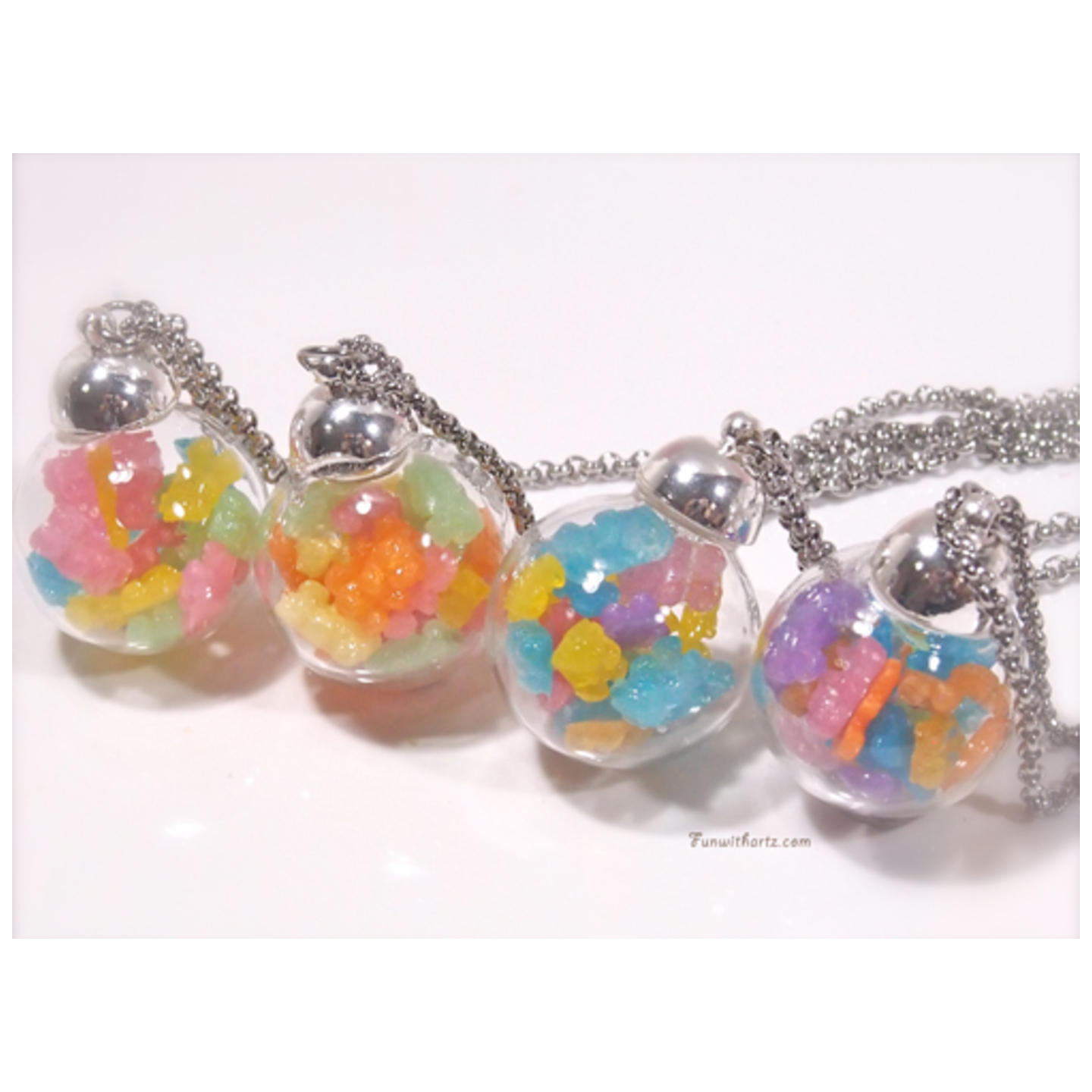 Gummy Bears in Glass Globe Necklaces