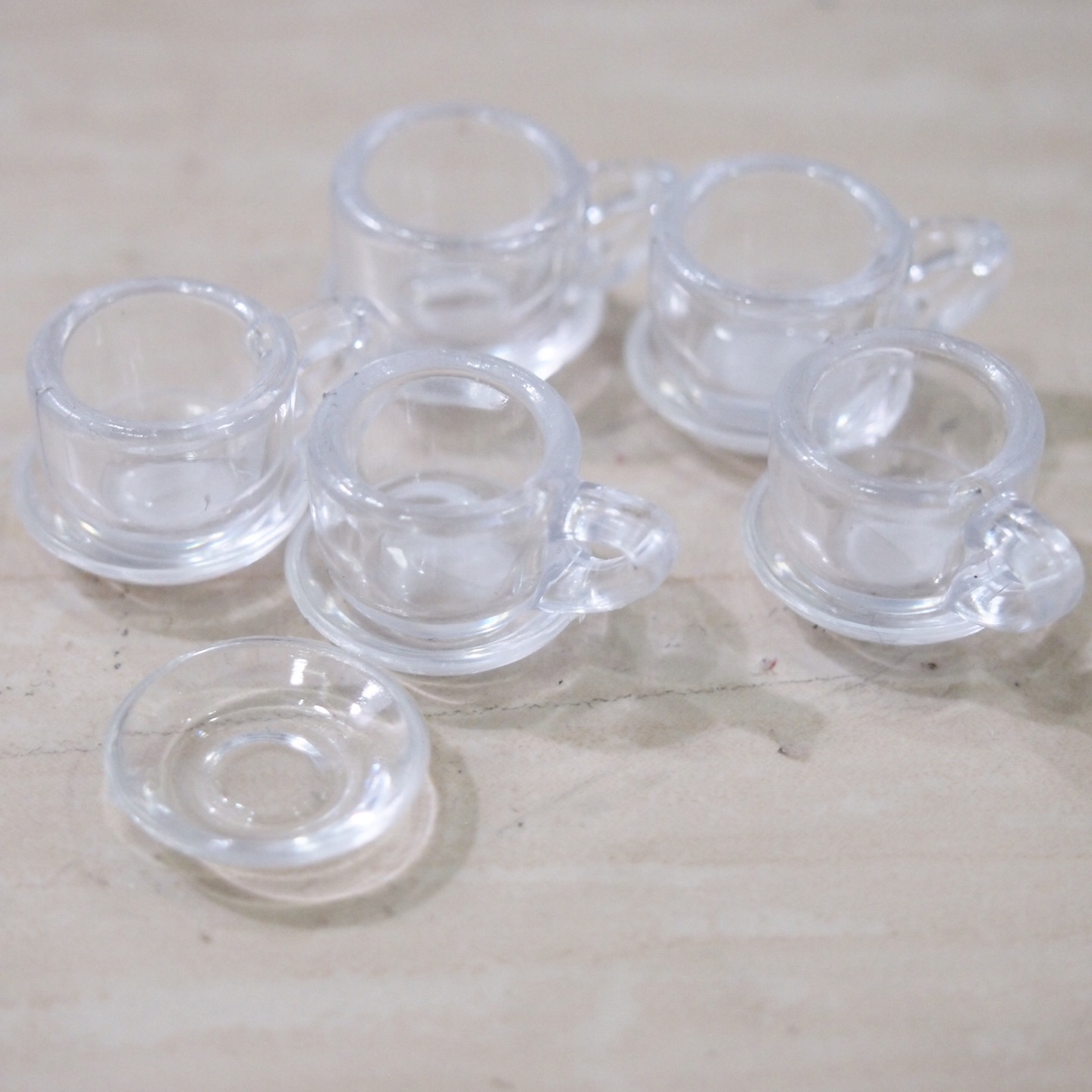 Miniatures - 10 Plastic Coffee Cup set for Dollhouse Display