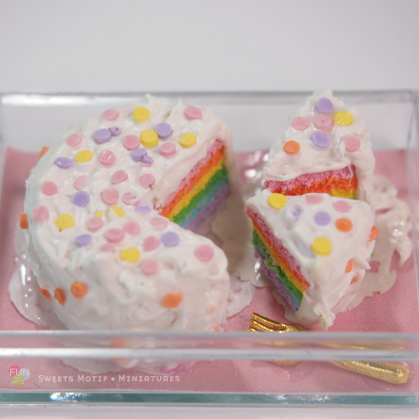 Dollhouse Display Polymer Clay Rainbow Cake