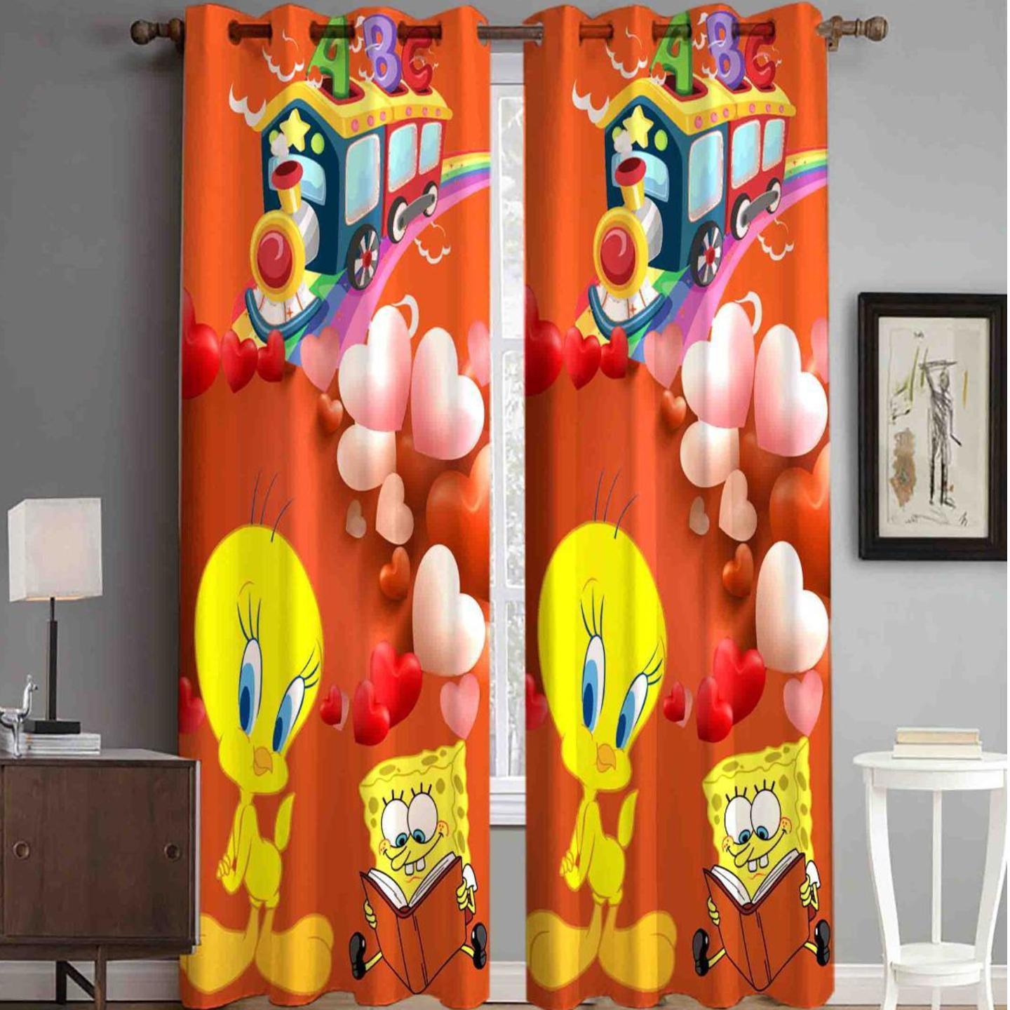Handtex Home  Heavy Fabric Digital Printed Curtain for Kids Room Decorative, curtain for  Living Room Bedroom Home Office Decor Set of 2 (4x7)