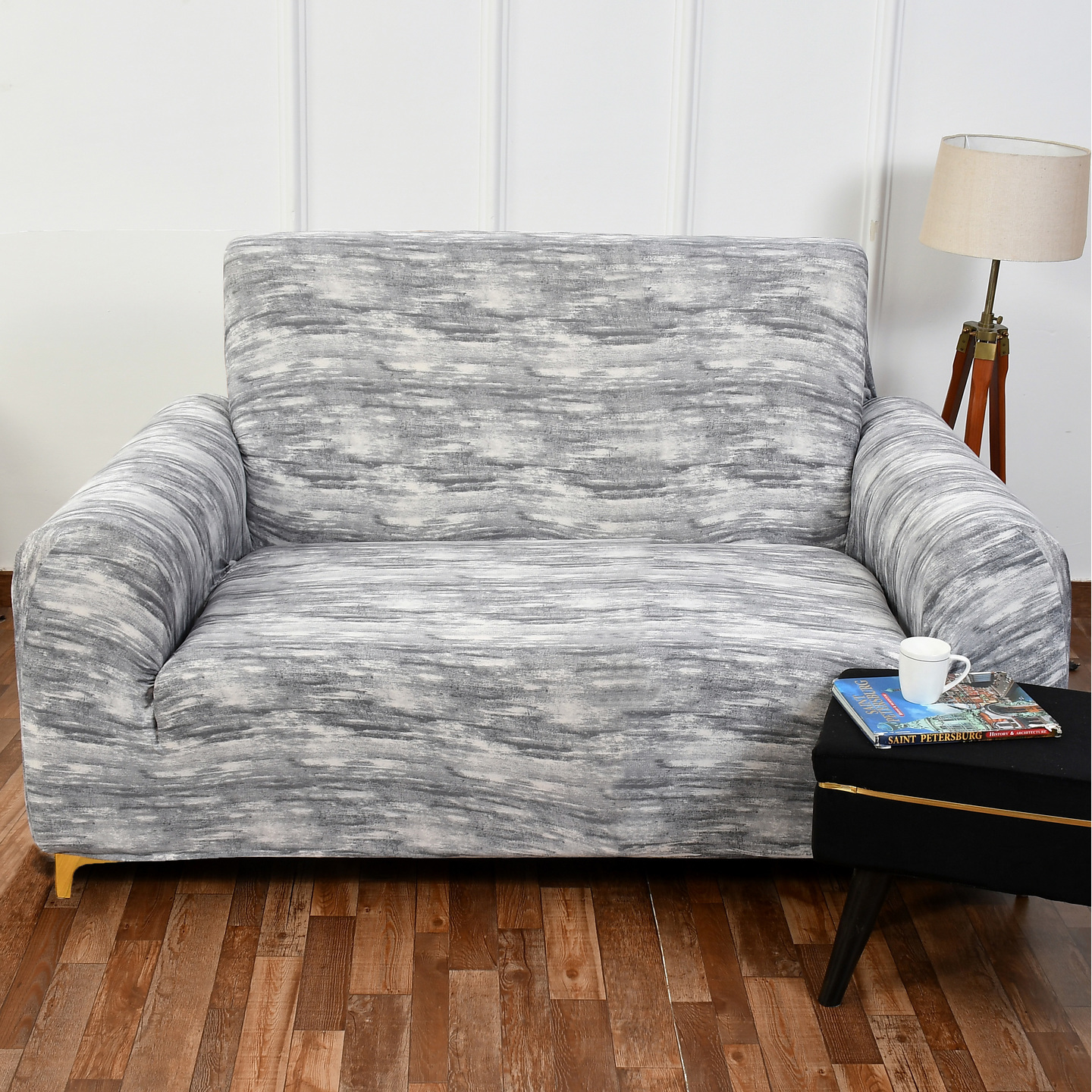 Handtex Home Premium Two Seater Sofa Cover Big Elasticity Cover,Flexible Stretch Sofa Slipcover 2 Seater, 145-185cm Pack Of One Piece Grey