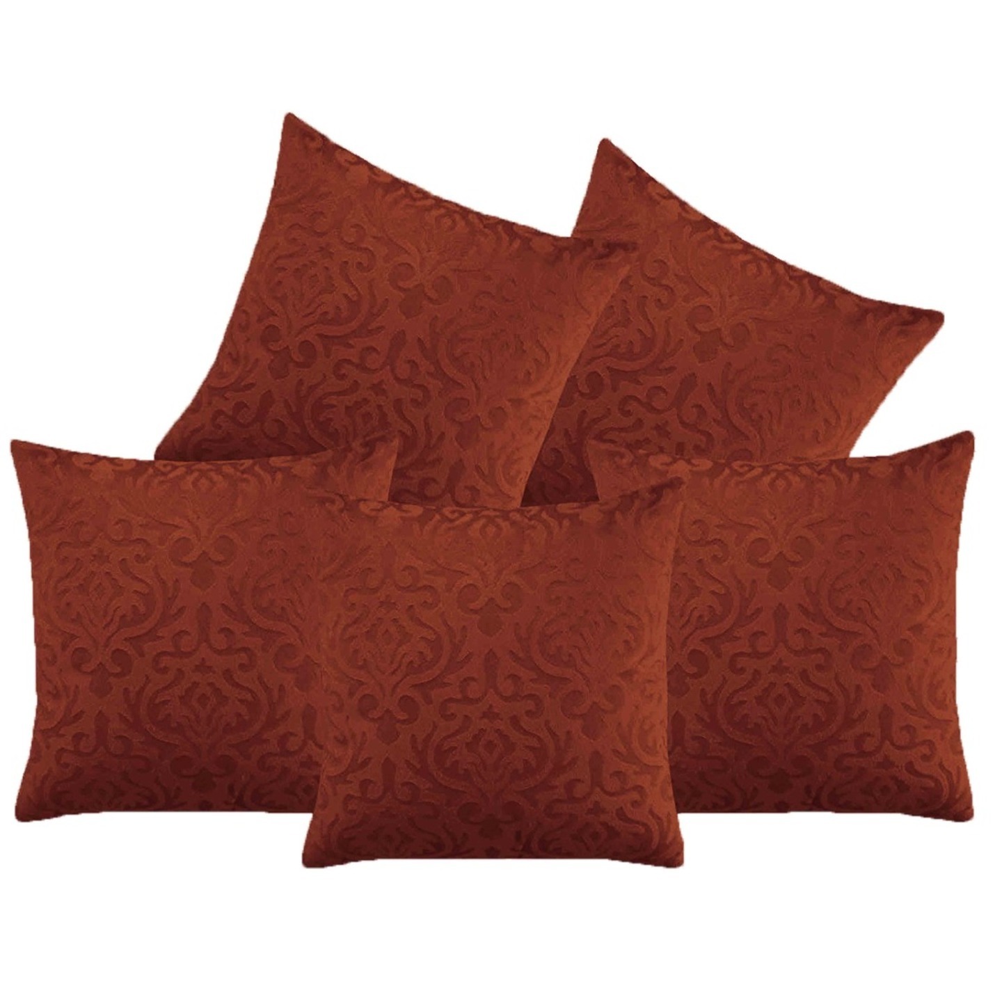 Handtex Home Velvet Cushion Covers 40.64x40.64 cm16x16 inches, - Set of 5  G-Brown -Beige