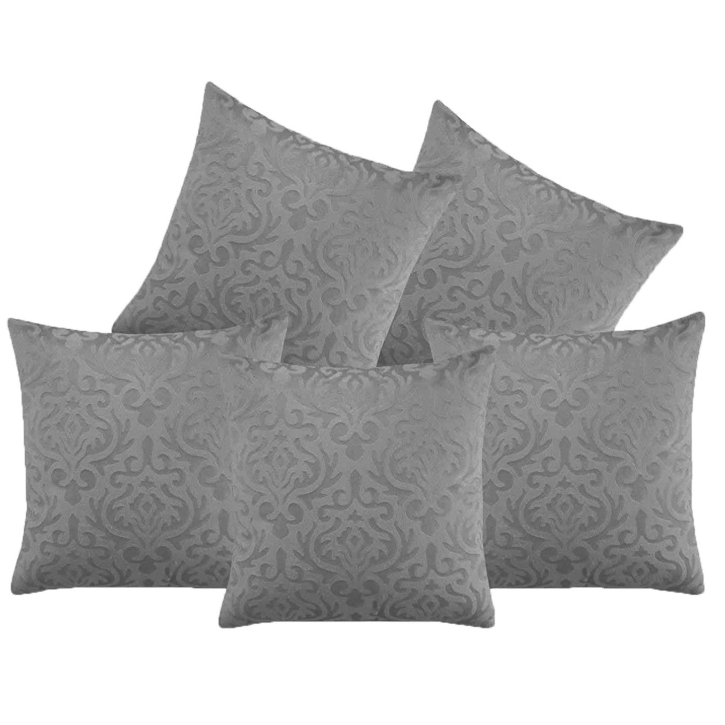Handtex Home Velvet Cushion Covers 40.64x40.64 cm16x16 inches, - Set of 5  Grey