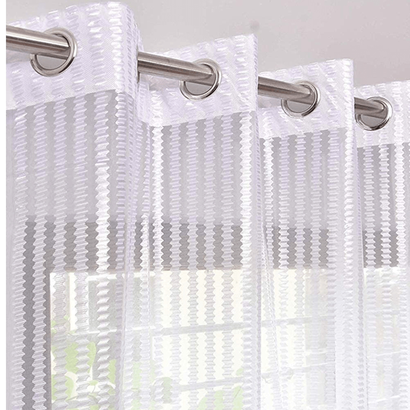 Handtex Home White Sheer Door strips Curtains set of 2pc Size-4ft x 7ft
