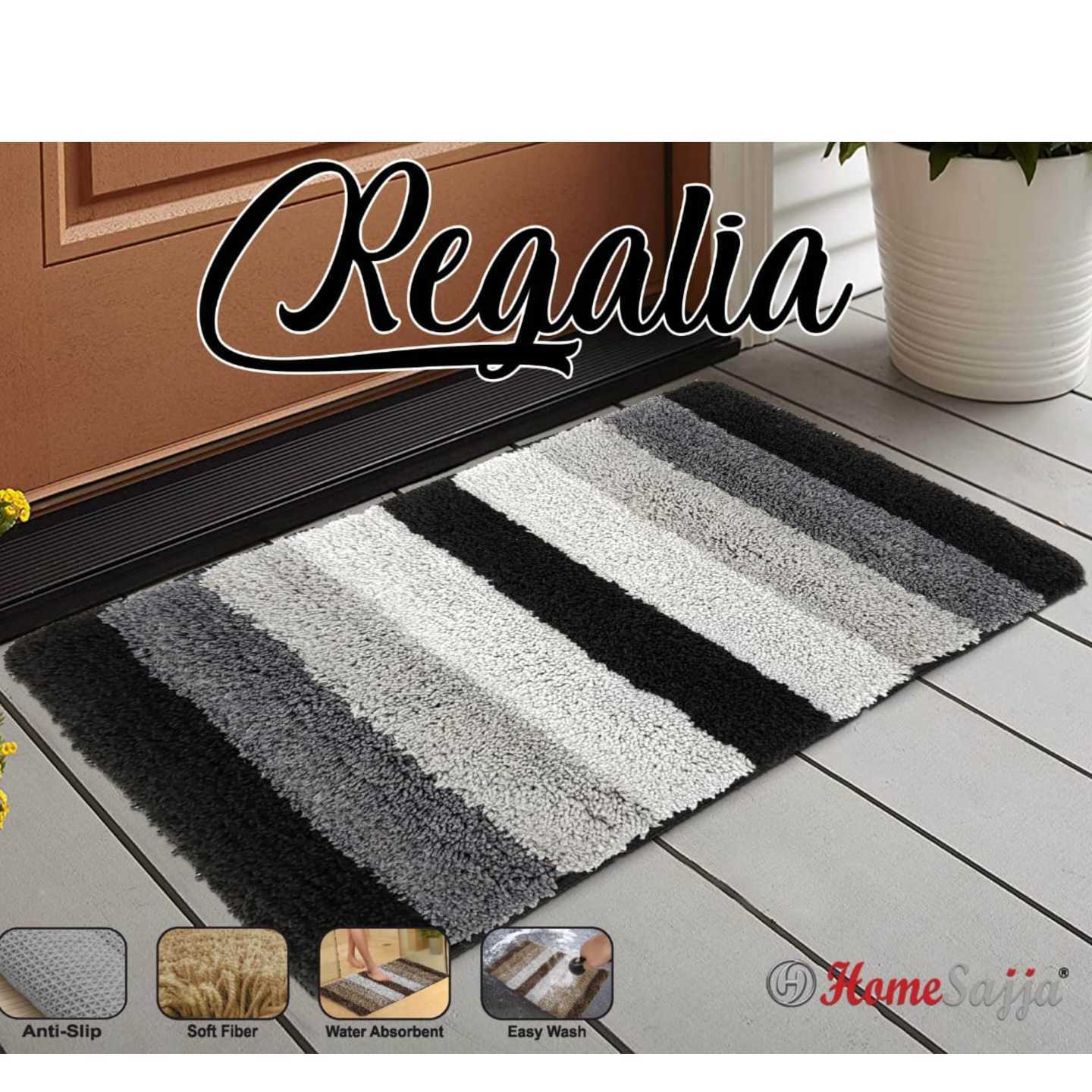 Handtex Home Multi Color Black -Grey Microfiber Bathmat 40x60cm Pack of 1