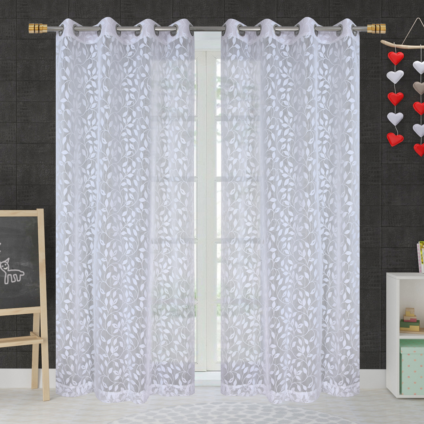 Handtex Home Net door curtain 4 feet x 7 feet White set of 2 pc