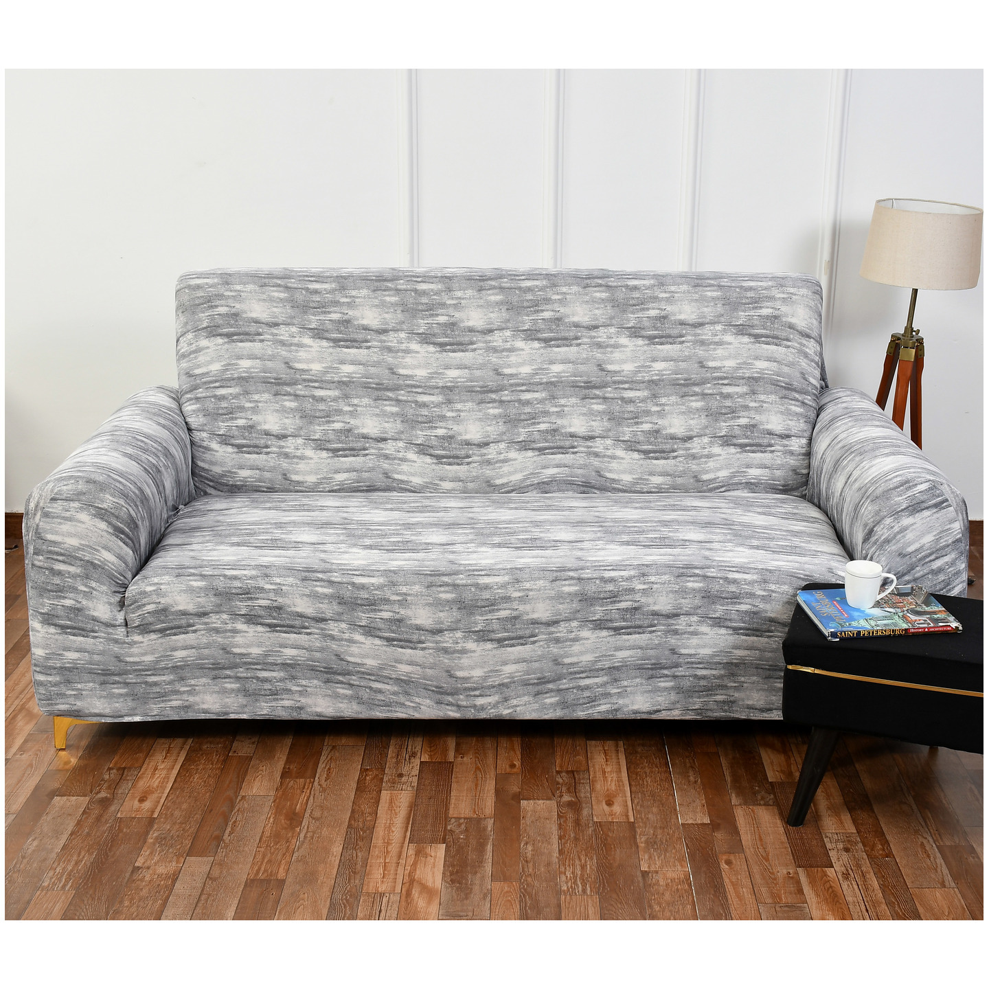 Handtex Home Premium Three Seater Sofa Cover Big Elasticity Cover,Flexible Stretch Sofa Slipcover 3 Seater, 185 X 230cm Pack of One Piece (Grey)