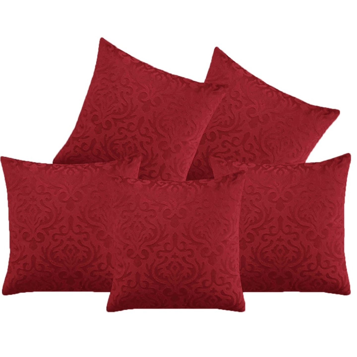 Handtex Home Velvet Cushion Covers (40.64x40.64 cm/16x16 inches, - Set of 5  Maroon