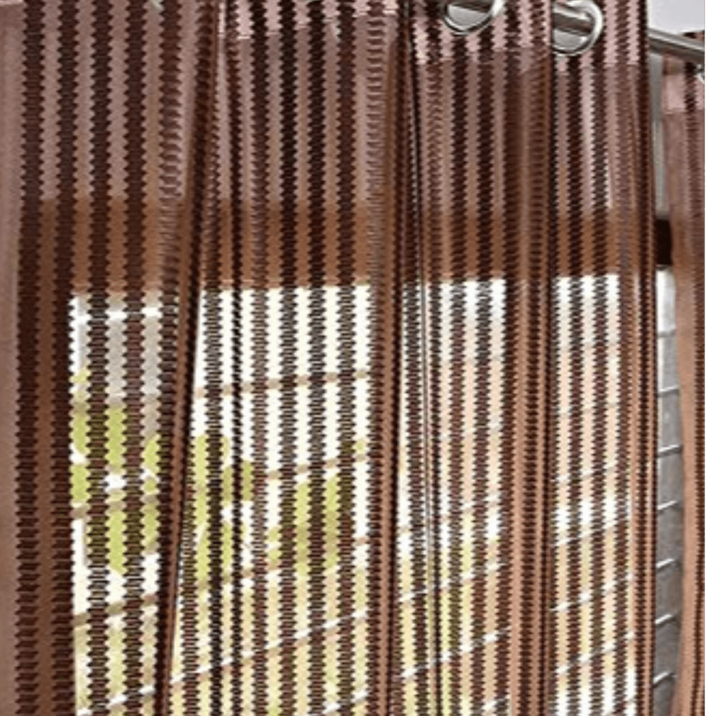 Handtex Home Brown Sheer Door strips Curtains set of 2pc Size-4ft x 9ft