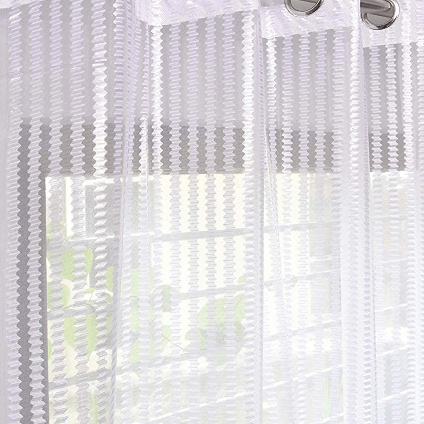 Handtex Home White Sheer Door strips Curtains set of 2pc Size-4ft x 9ft