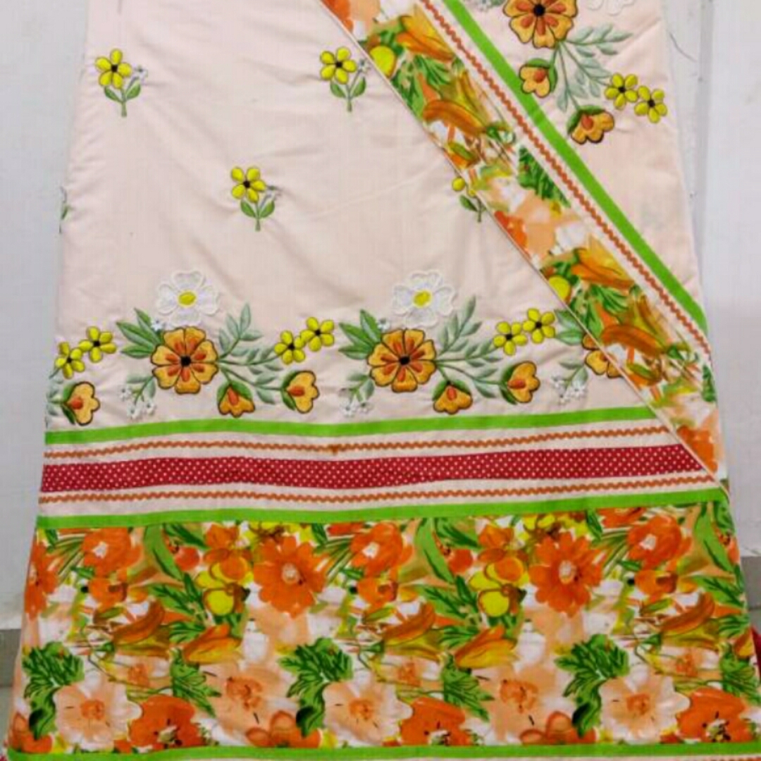  soft  cotton material
Front border embroidery
Back side small butties