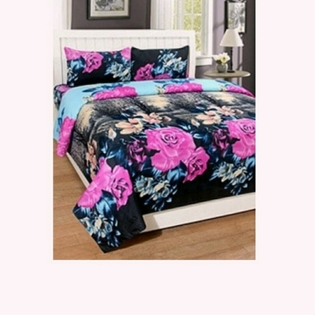 BSB Trendz 3D Printed Double Bedsheet With 2 Pillow Covers