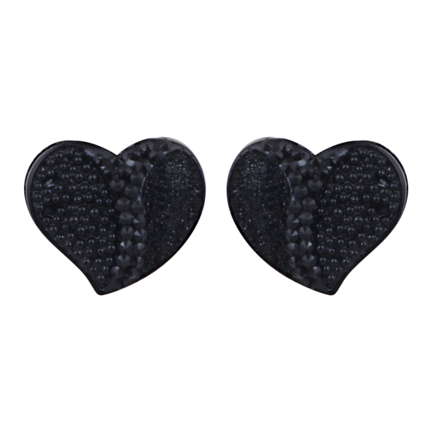 Zeolix Black Heart Shape Stud Earrings