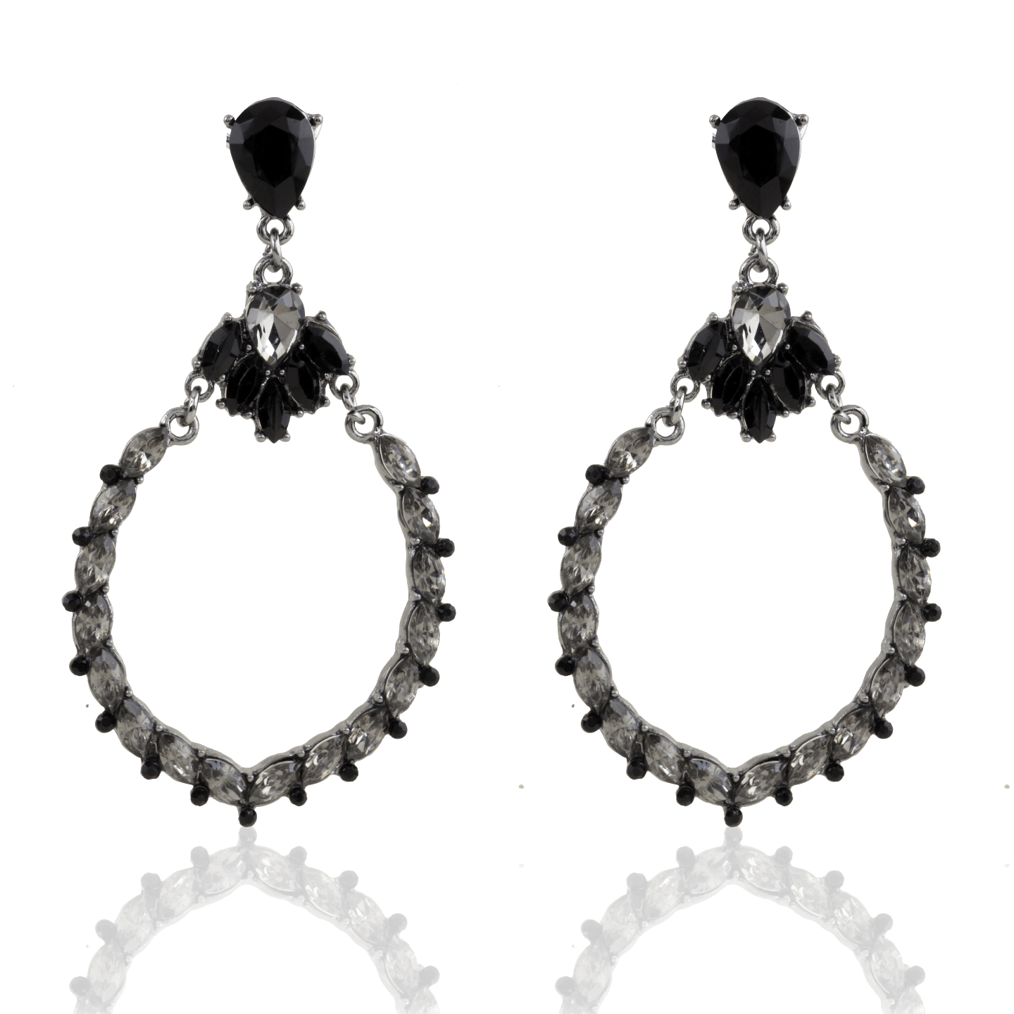 ZXBD6006 - Zeolix Round Shape Festive Drop Earrings (Black)