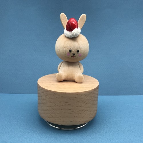 Mini Xmas Hat Wooden Rabbit 