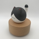 Big Tail Porcelain Cat Music Box Big Black