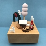 Cute Pink Tree with Snow Flake Music Box