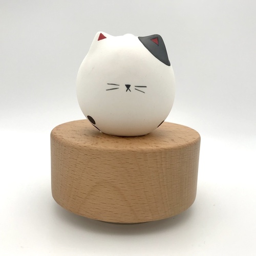 Big Tail Porcelain Cat Music Box Little Ink