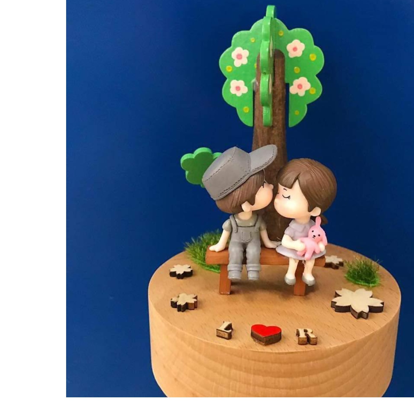 Wooden Sakura Tree Couple Music Box