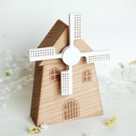 Standalone Wooden Windmill Music Box
