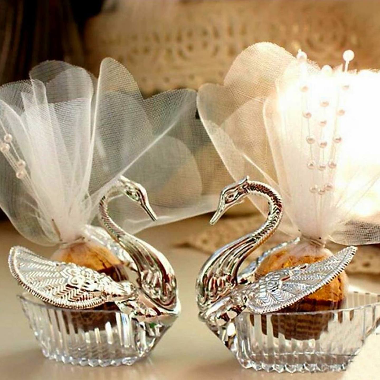 Elegant Swan Candy Container