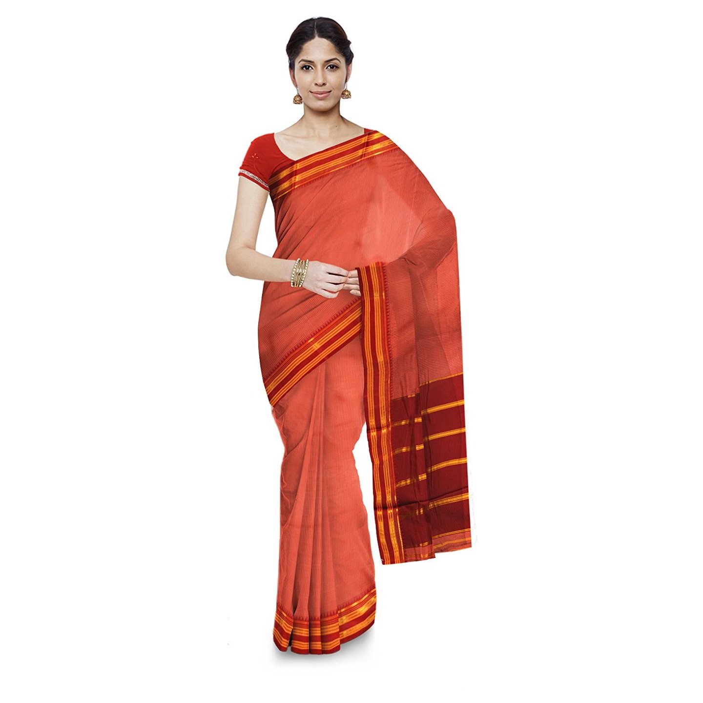 Korie Pune Checks Saree Red- KP7_29