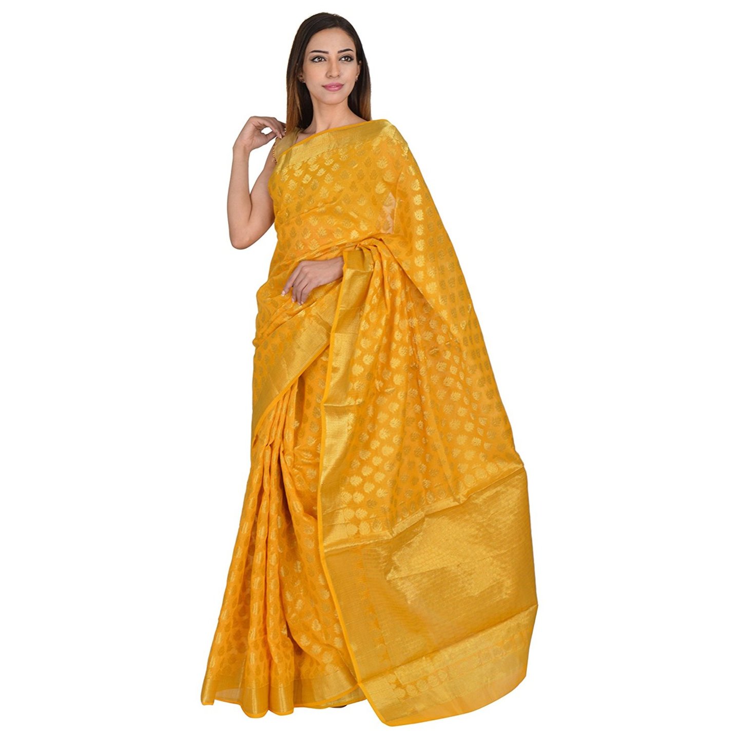 Korie Kota Silk Zari Saree Yellow- KK6_07