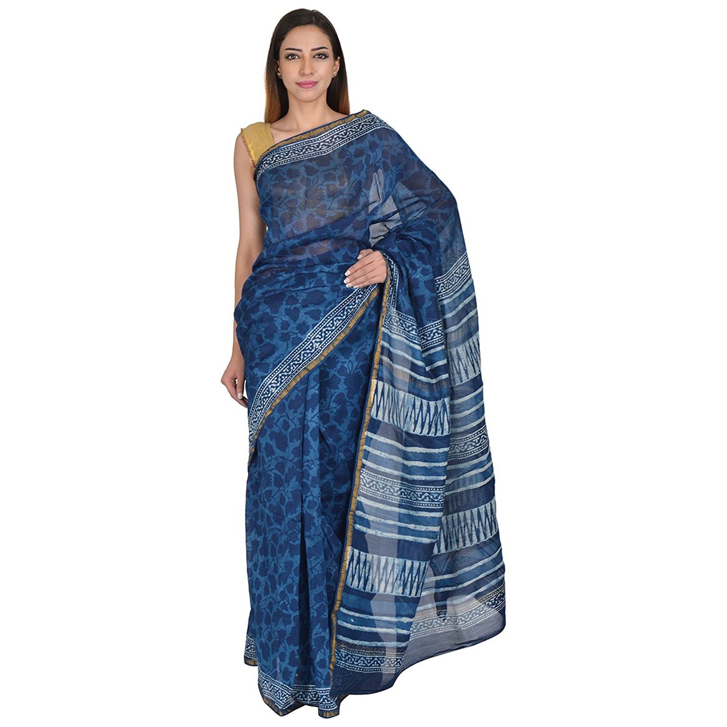 Korie Chanderi Saree (Indigo)_ (KB6_16)