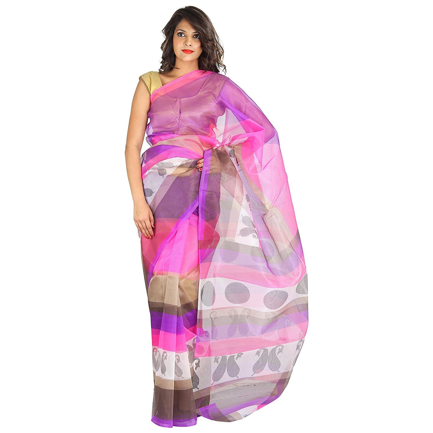 Korie Kota Supernet Saree without Blouse Piece (Purple)-  K2_08