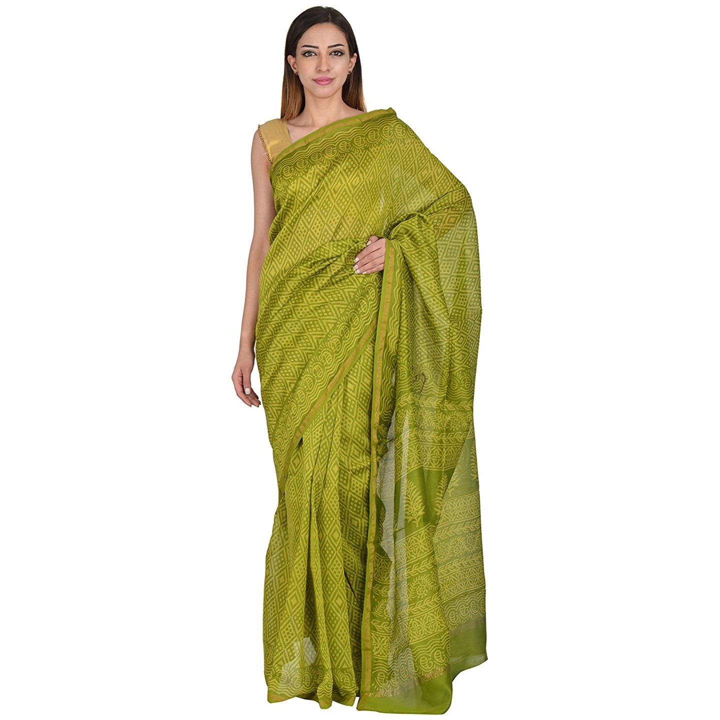 Korie Chanderi Saree (Green)_ (KB6_34)