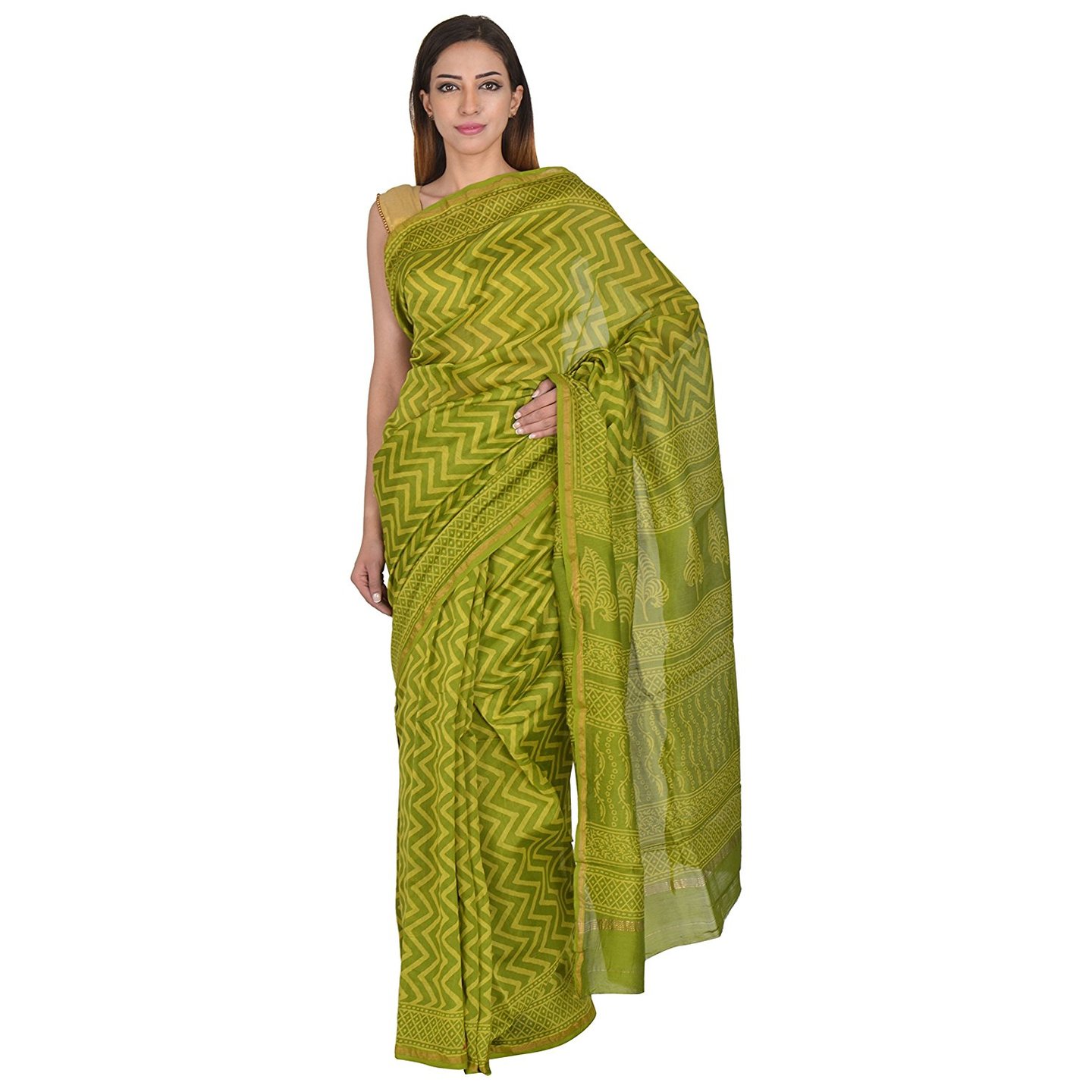 Korie Chanderi Saree (Green)_ (KB6_38)