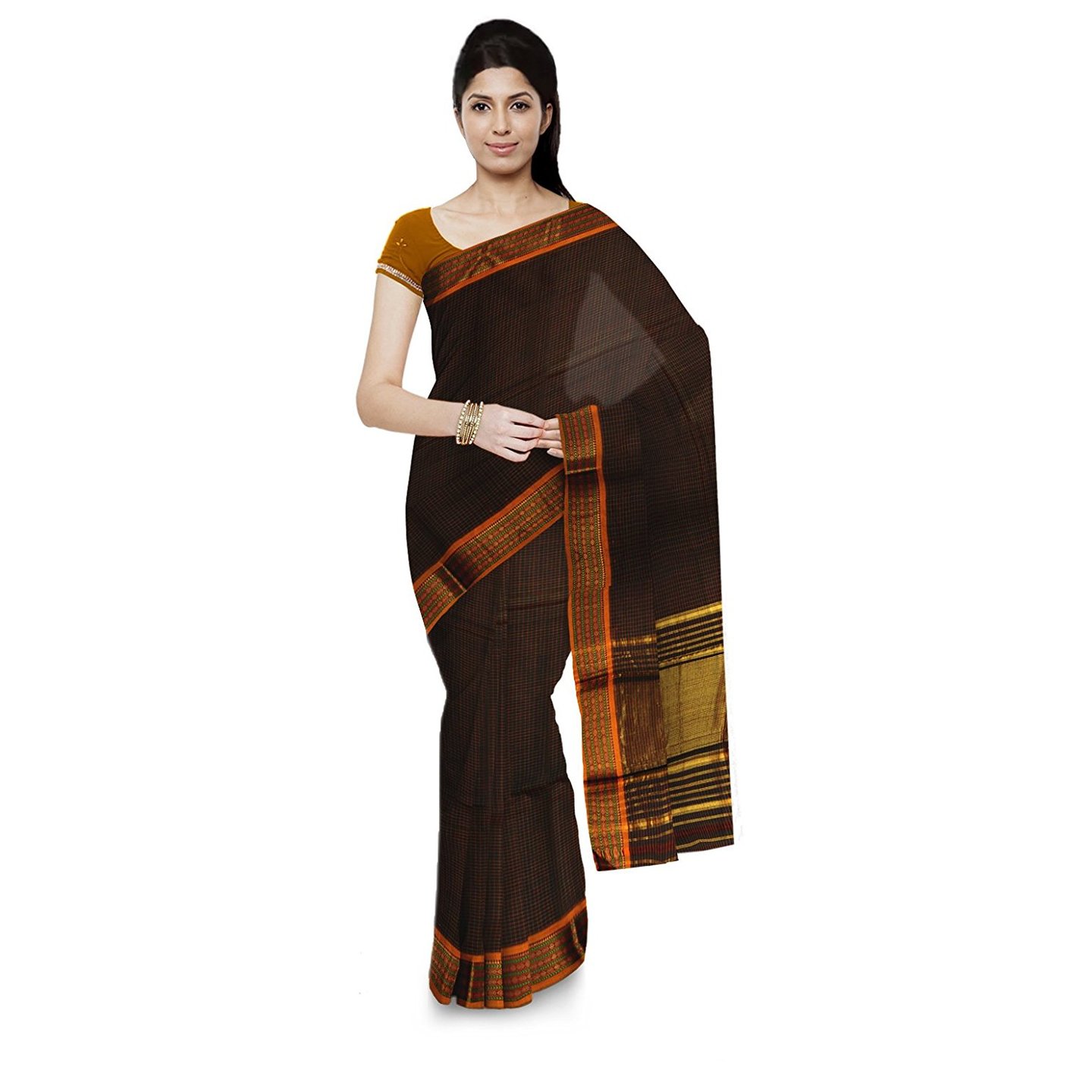 Korie Pune Cotton Saree (Brown)- KP7_22