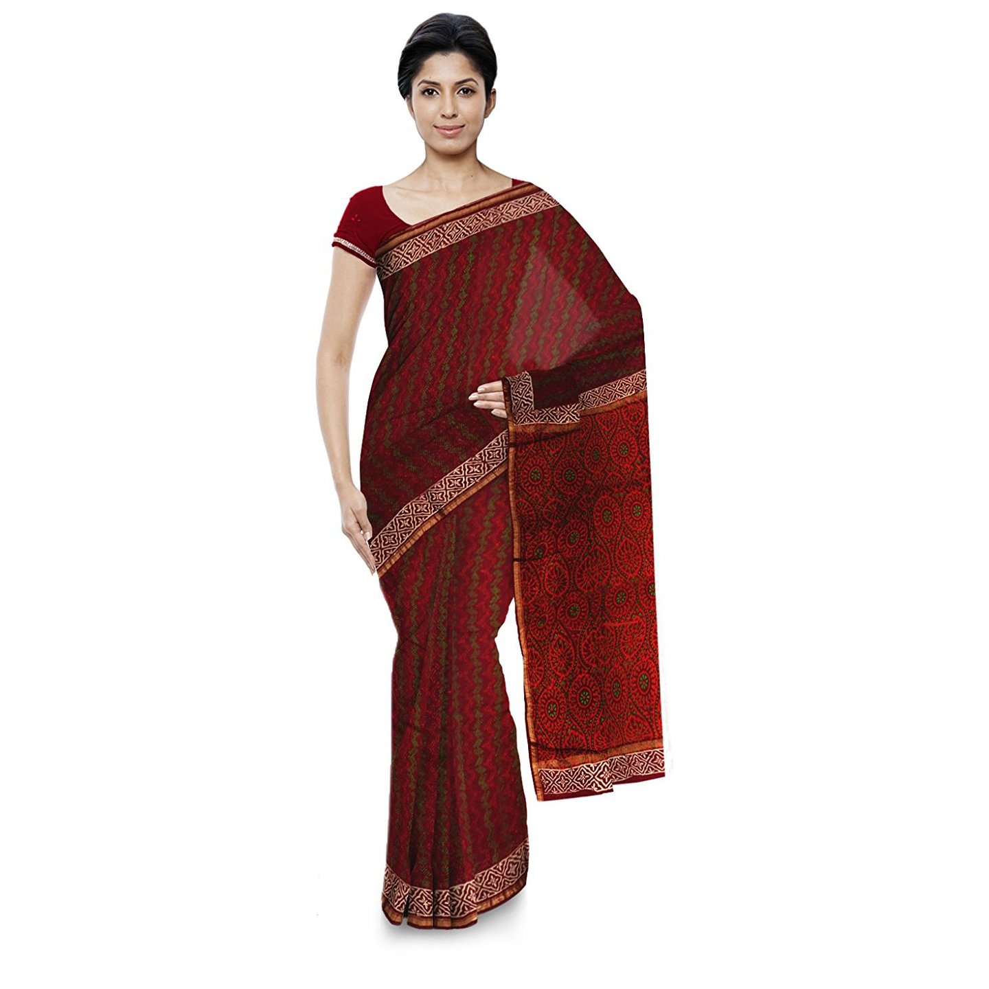 Korie Chanderi Saree (Maroon)_ (KB6_06)