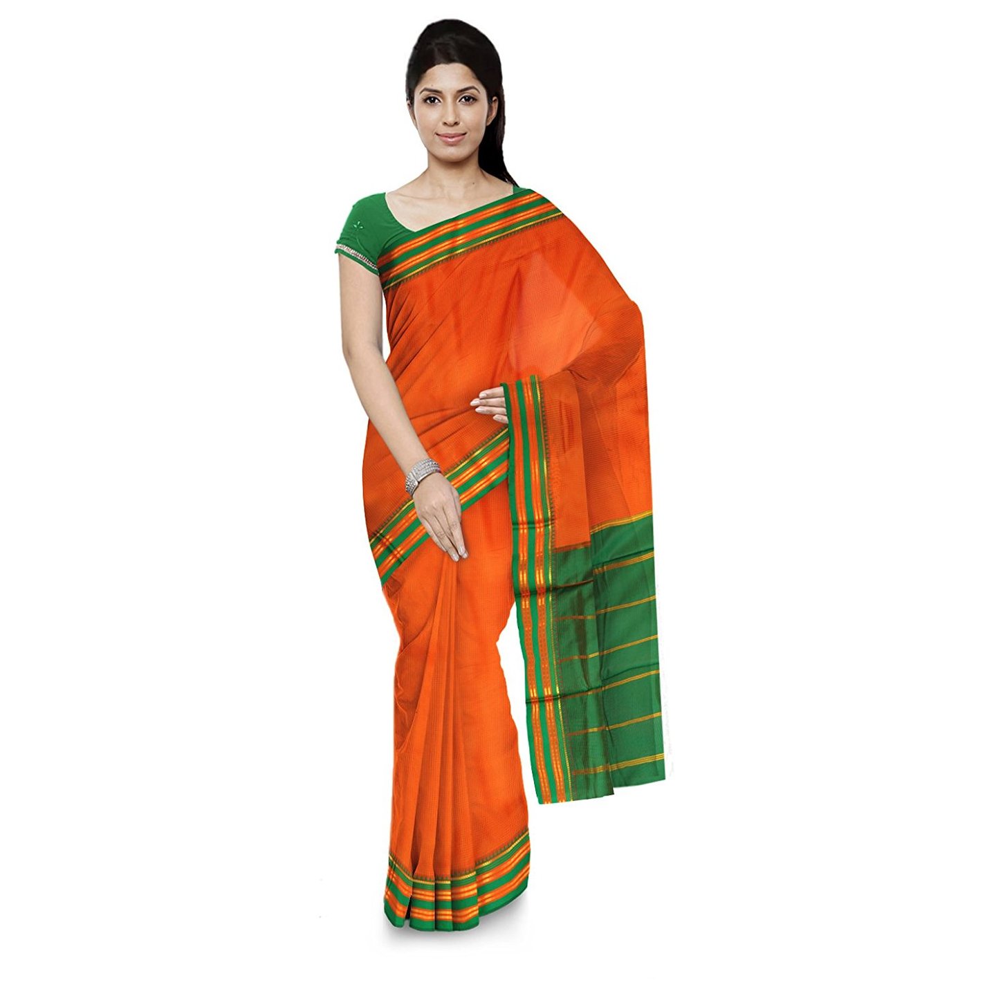 Korie Pune Checks Saree (Orange)- KP7_32