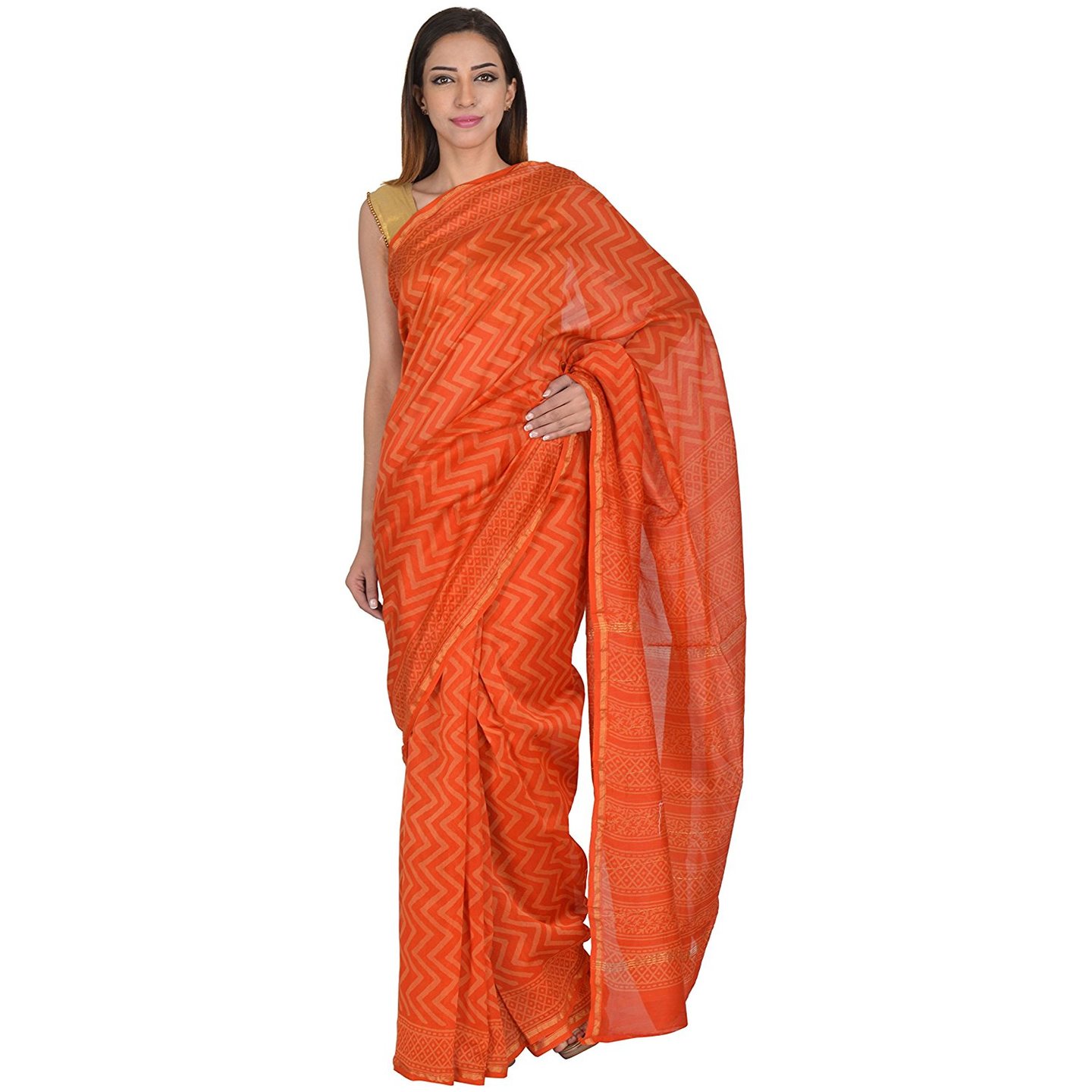 Korie Chanderi Saree (Orange)_ (KB6_36)