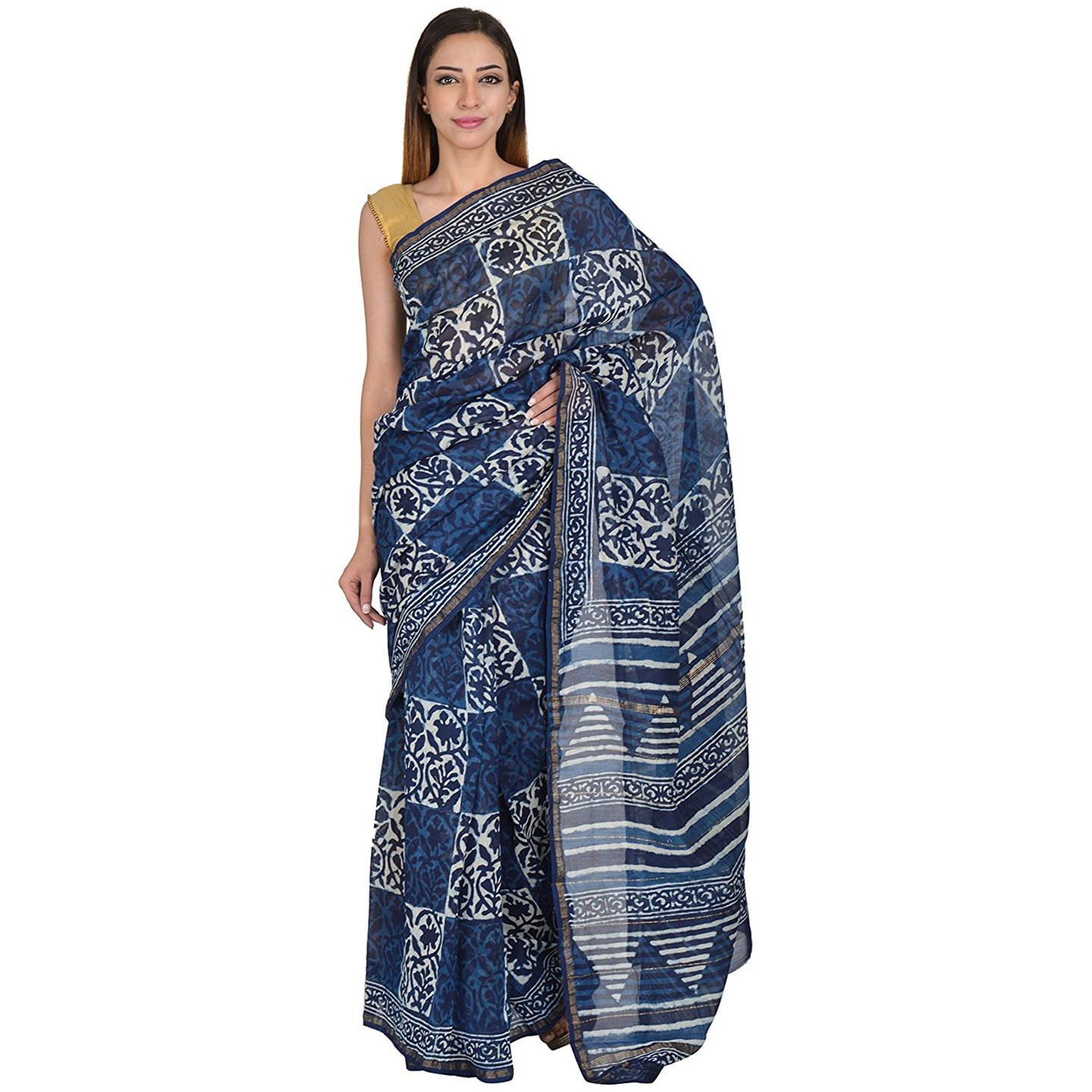 Korie Chanderi Saree (Indigo)_ (KB6_14)