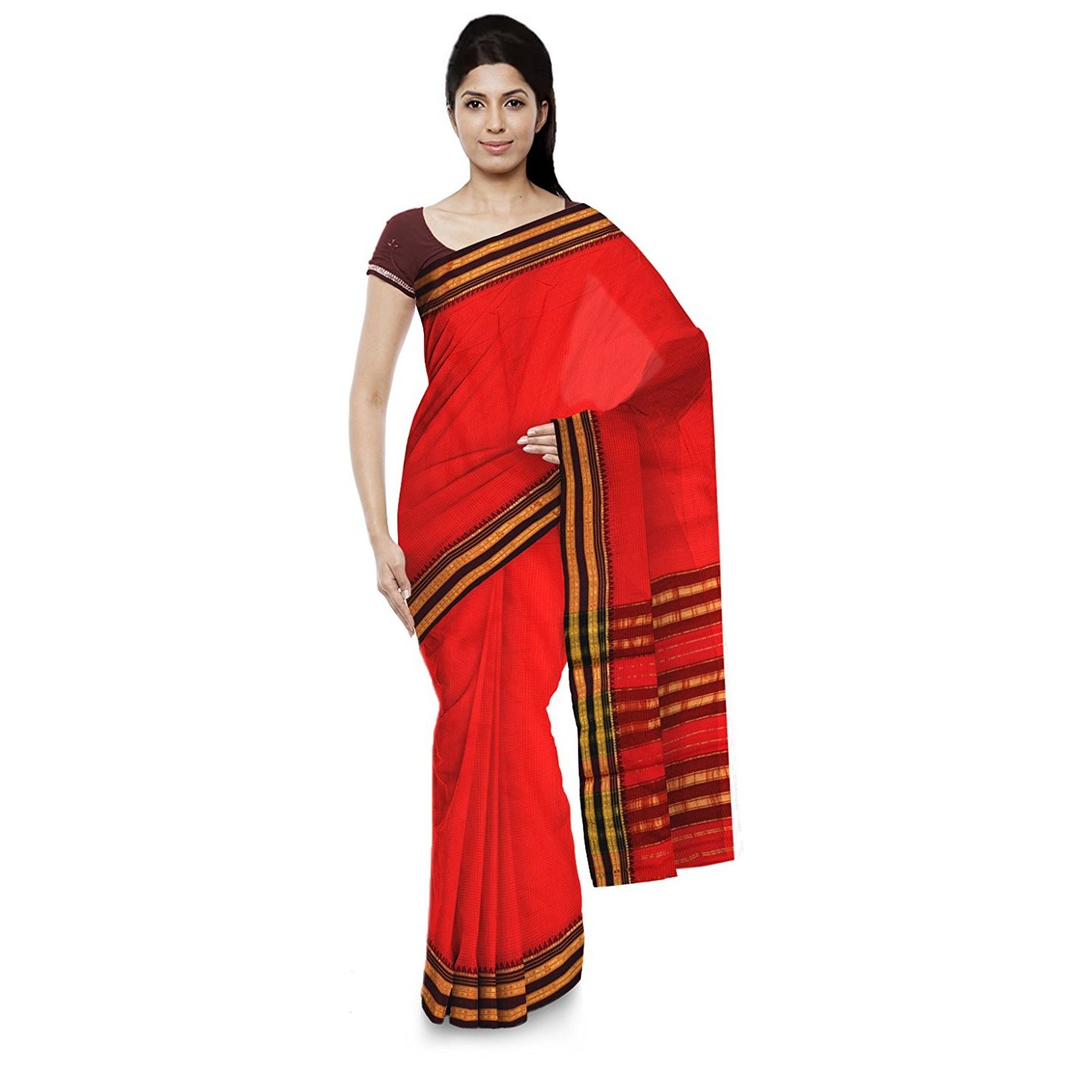 Korie Pune Cotton Saree (Red)- KP7_23