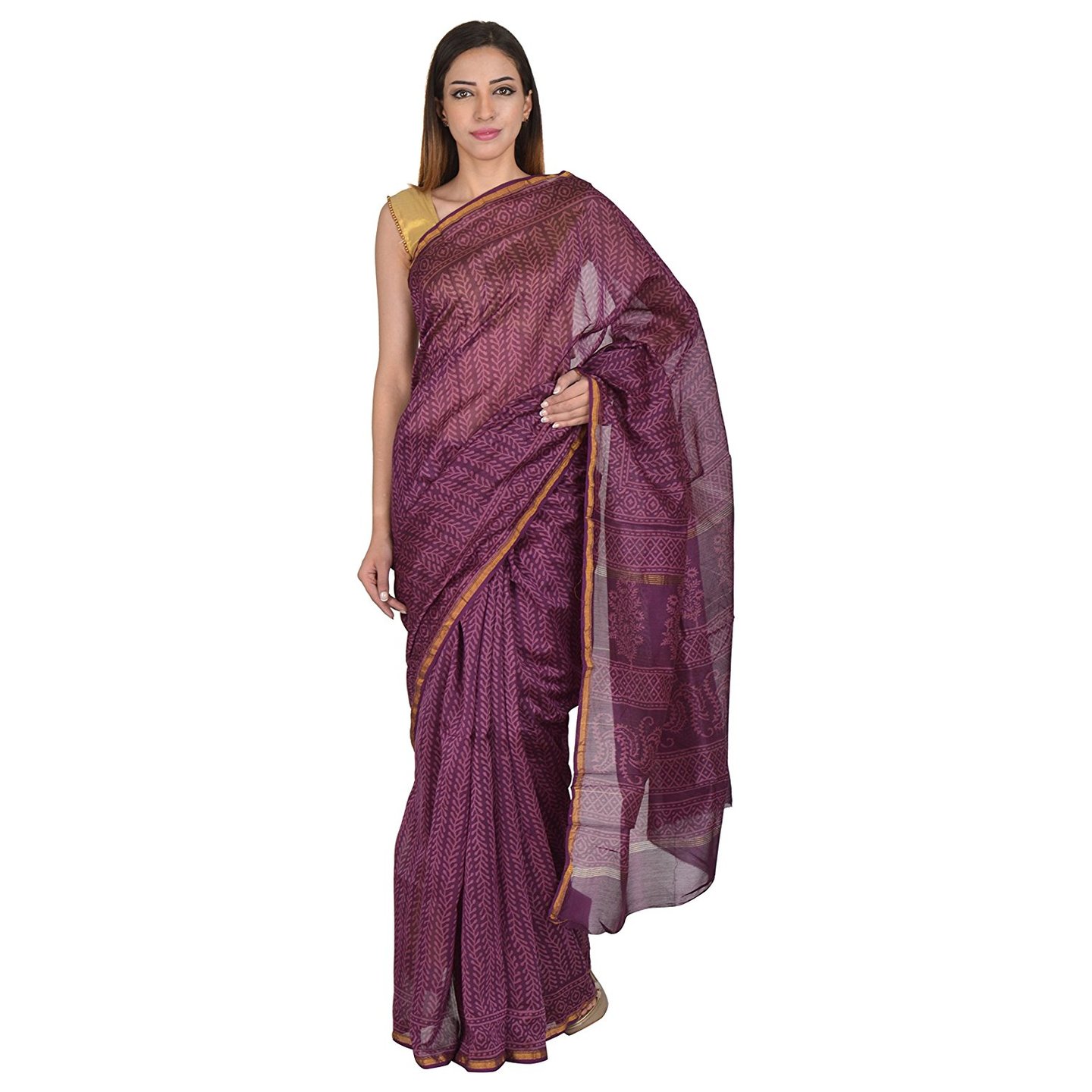 Korie Cotton Silk Sari (Mauve)_(KB6_27)