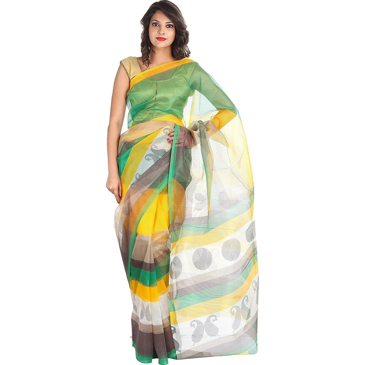 Korie Kota Supernet Saree without Blouse Piece (MultiColoured)-  K2_06